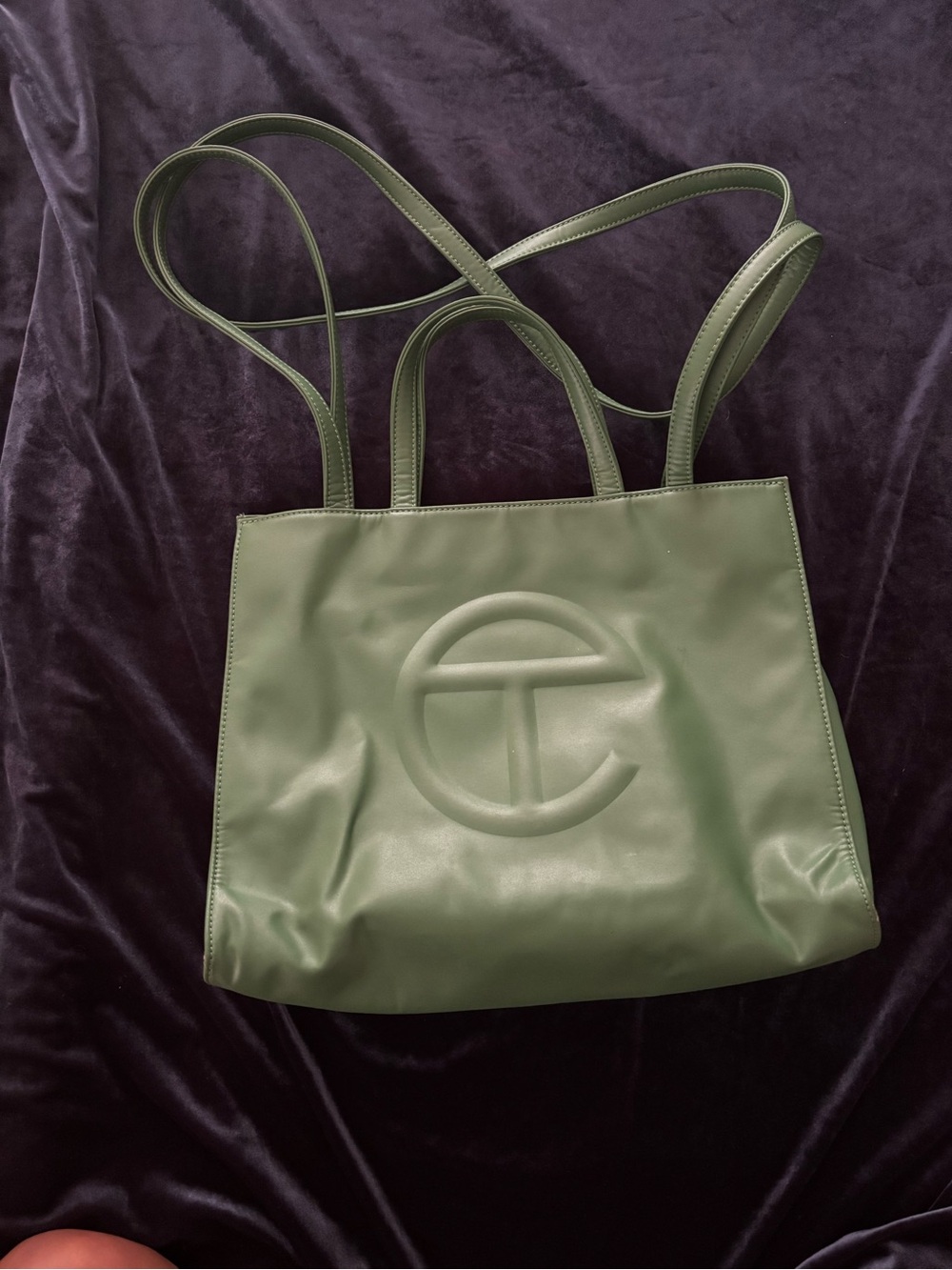 Telfar Green Embossed Logo Tote Bag